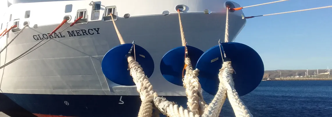 Rat Guards being used on the Global Mercy