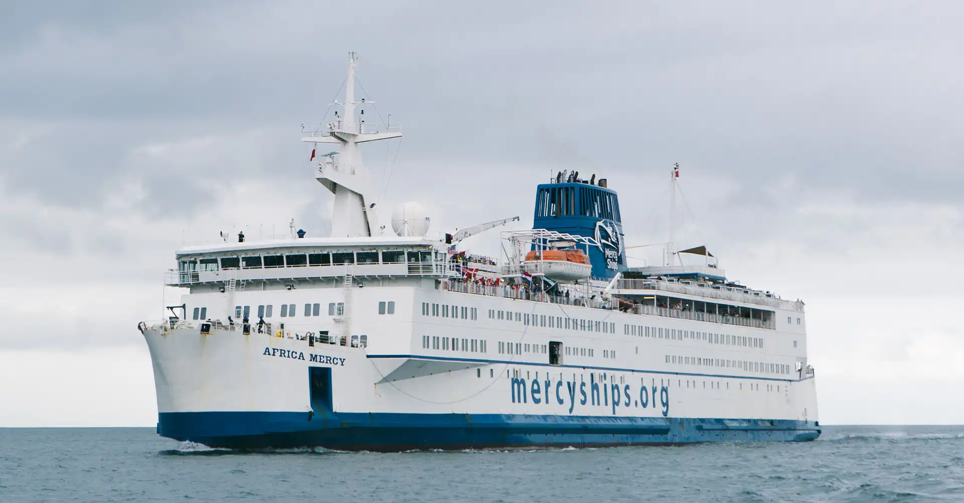 Africa Mercy ship on the ocean